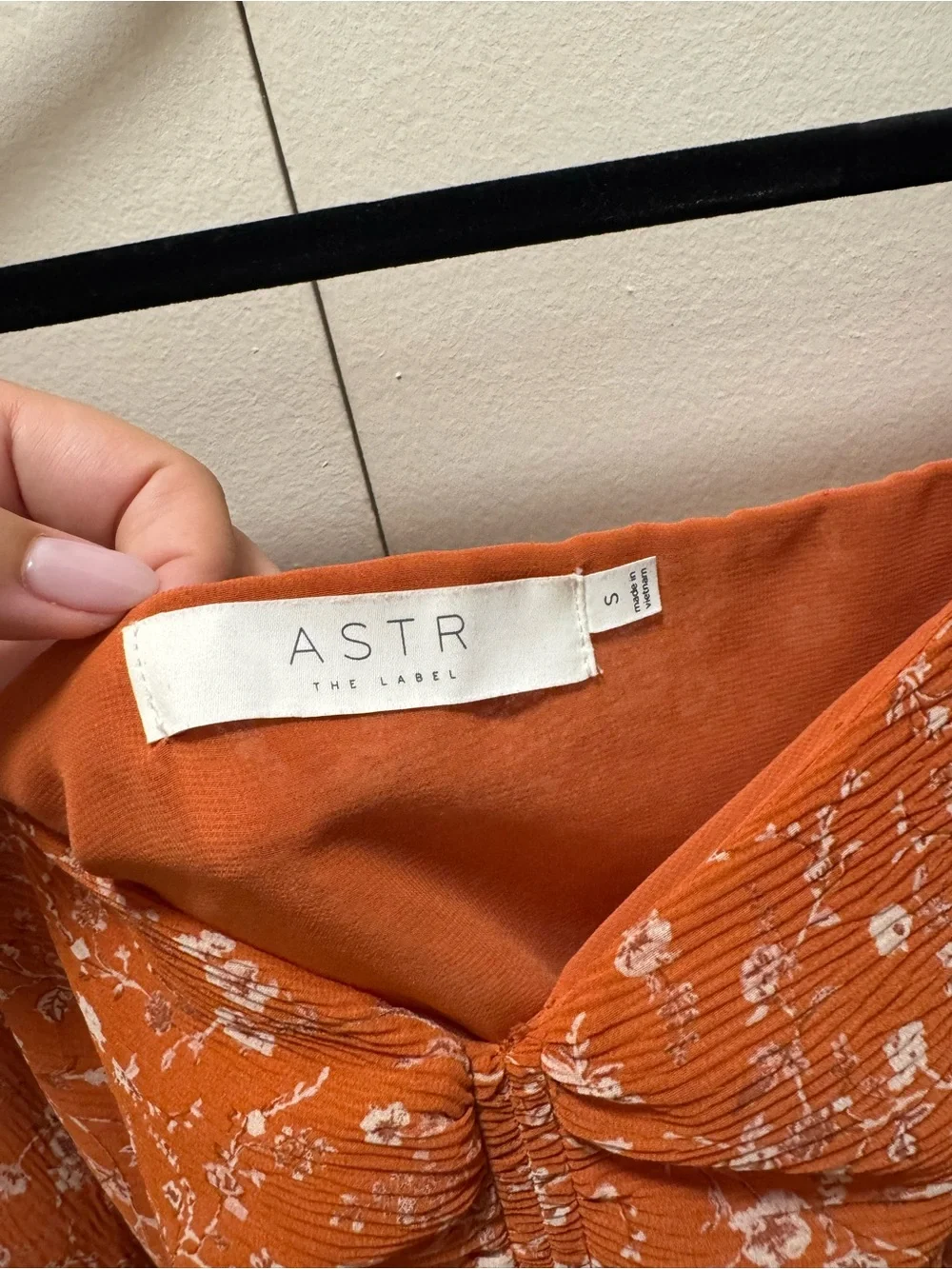 Astr Rust Floral Ruched Long-Sleeve Peplum Top